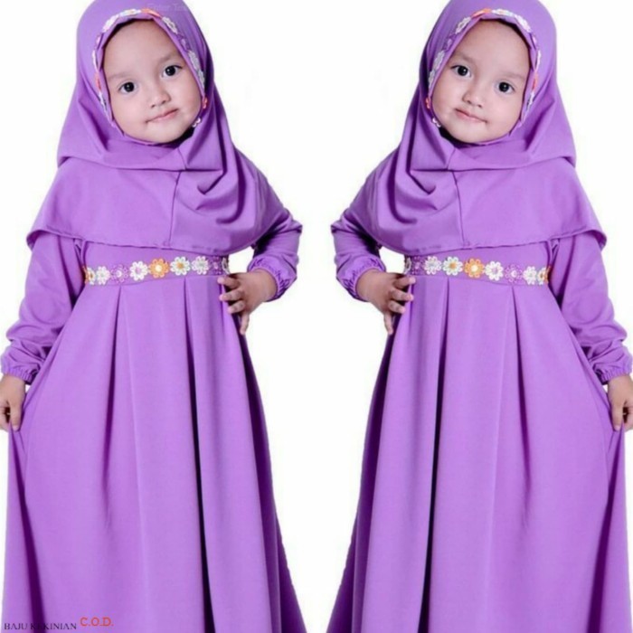 Baju ALINA KIDS UNGU MUDA NI gamis muslim Anak jersey ungu Kekinian