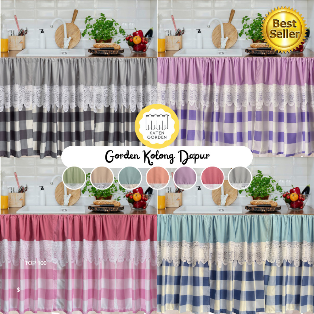 GORDEN KOLONG DAPUR AESTHETIC KOTAK VARIASI RENDA / TIRAI KOLONG DAPUR ESTETIK KOTAK RENDA