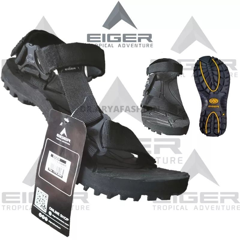 SANDAL PRIA EIGER1989 100% ORI - Sandal Gunung EIGER1989 ORIGINAL Model Hitam Polos Motif Pria Wanit