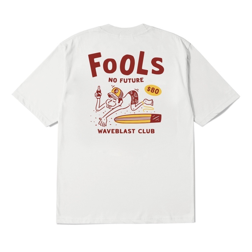 [Kesederhanaan] Waveblast  T-Shirt Fools Broken Putih Original Cotton Fashion Unisex Tshirt