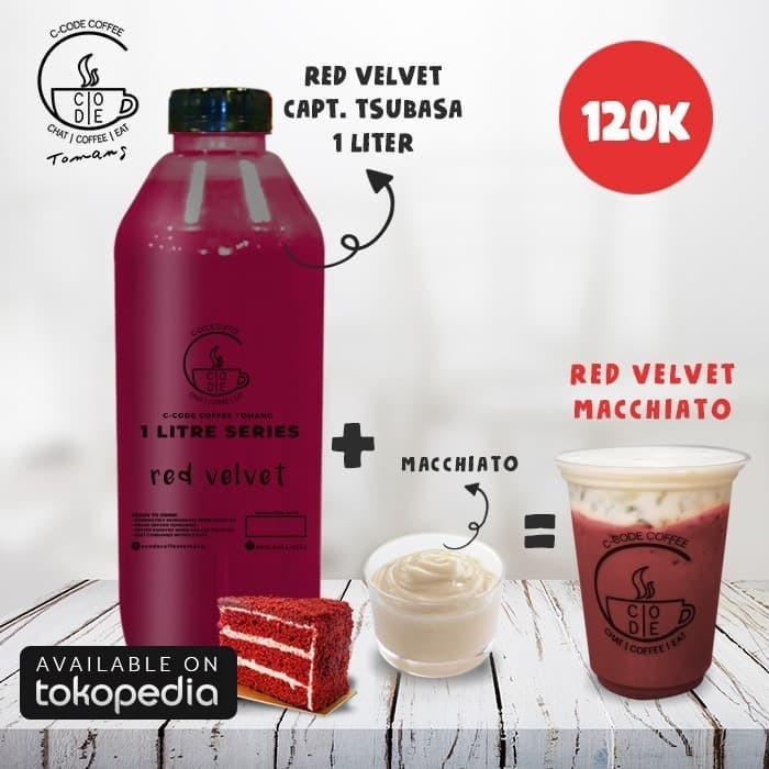 

Premium Red Velvet Machiatto 1 Liter Fresh by C-CODE COFFEE - 250 ml