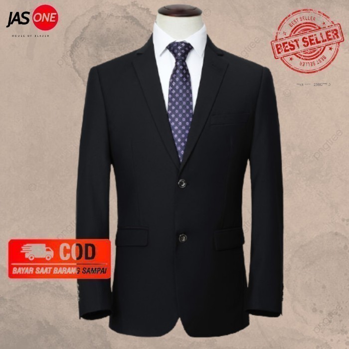 JAS BLAZER PRIA JAS HITAM PRIA JAS FORMAL JAS PRIA DEWASA JAS NIKAH - HITAM POLOS, S