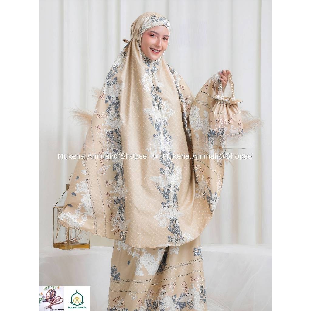 MUKENA DEWASA AZURA HASYA 2IN1 RESLETING TRAVEL KATUN MOTIF