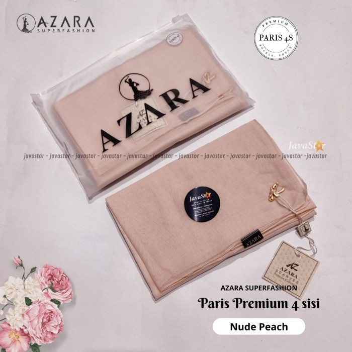 Jilbab Paris Premium 4 sisi Pouch logo metal Scarves Hijab paris jadul kerudung seragam - Nude peach