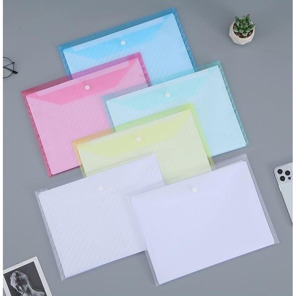 

5pcs Large Capacity File Folders A4 Colorful Transparent Document Holder Waterproof Plastic Archive Organizer Office Supplie