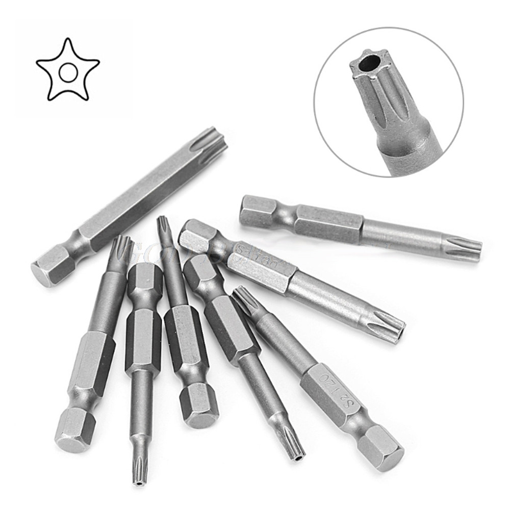 8Pcs Mata Obeng Torx Magnetik 50Mm 1/4 Hex Lima Titik T10-T40