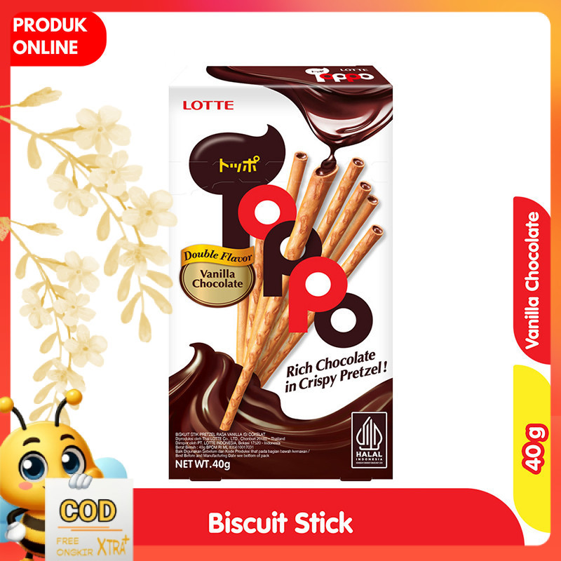 

Lotte Toppo Biskuit Stik Pretzel Cokelat Vanila 40 g