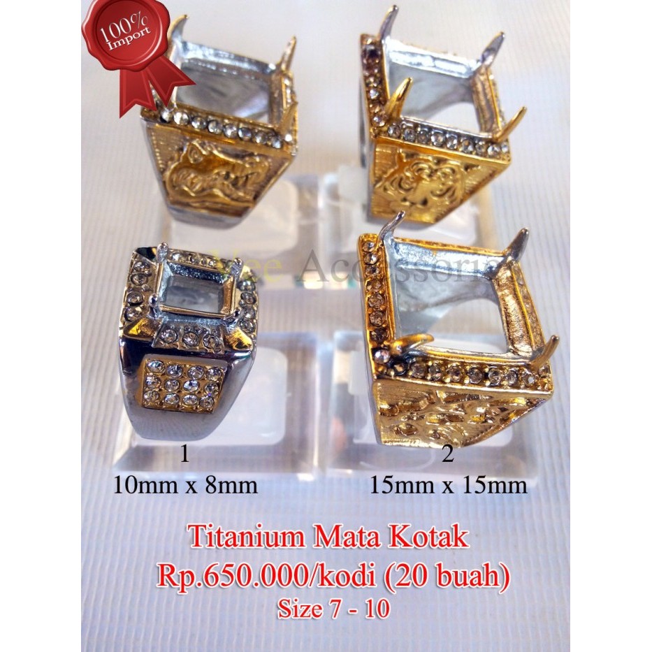 20 buah Ikatan / emban / Ring Cincin Titanium Mata Kotak
