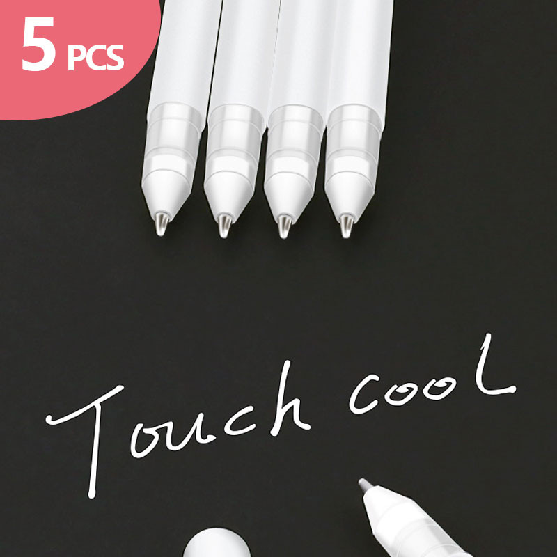 

5 PCS White Manga Marker Pens Set 0.8 mm Permanent ink Scrapbook Tire Pen Waterproof School supplies Stationery Art brush pen