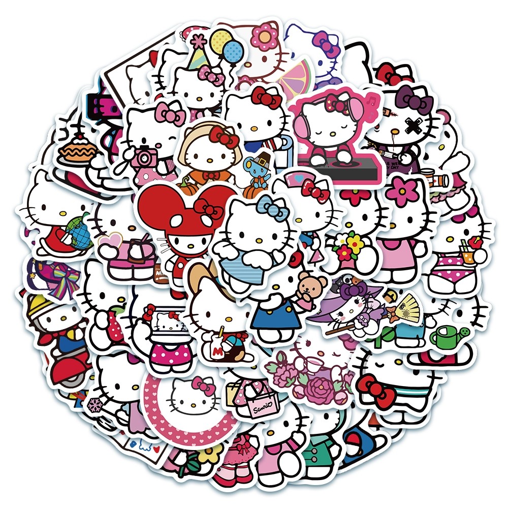 

Stiker Sanrio Hello Kitty lucu stiker untuk Buku Tempel/Buku Harian/HP/Dekorasi Laptop/Sticker Helm Tahan Air Vinil/Stiker Tablet Ponsel stiker tahan air berperekat