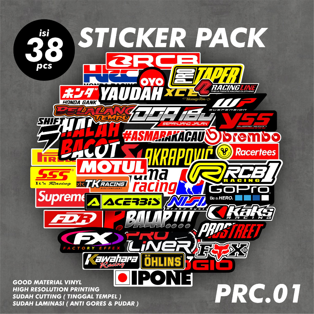 

Sticker Pack Sponsor Racing Sudah Printcut Siap Tempel Bahan Vynil Hologram Krom isi 34 Lembar 24 Lembar 16 Lembar