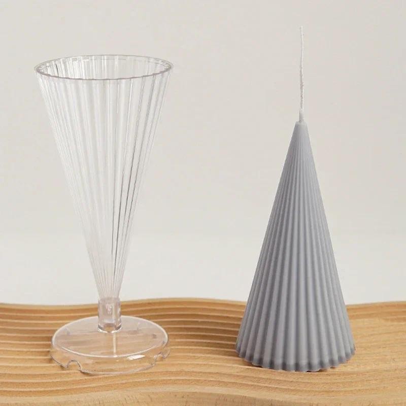 

Striped Conical Candle Mold DIY Aromatherapy Candle Making Kit Acrylic Pc Plastic Molds Jar Home Decoration Handmade Gift
