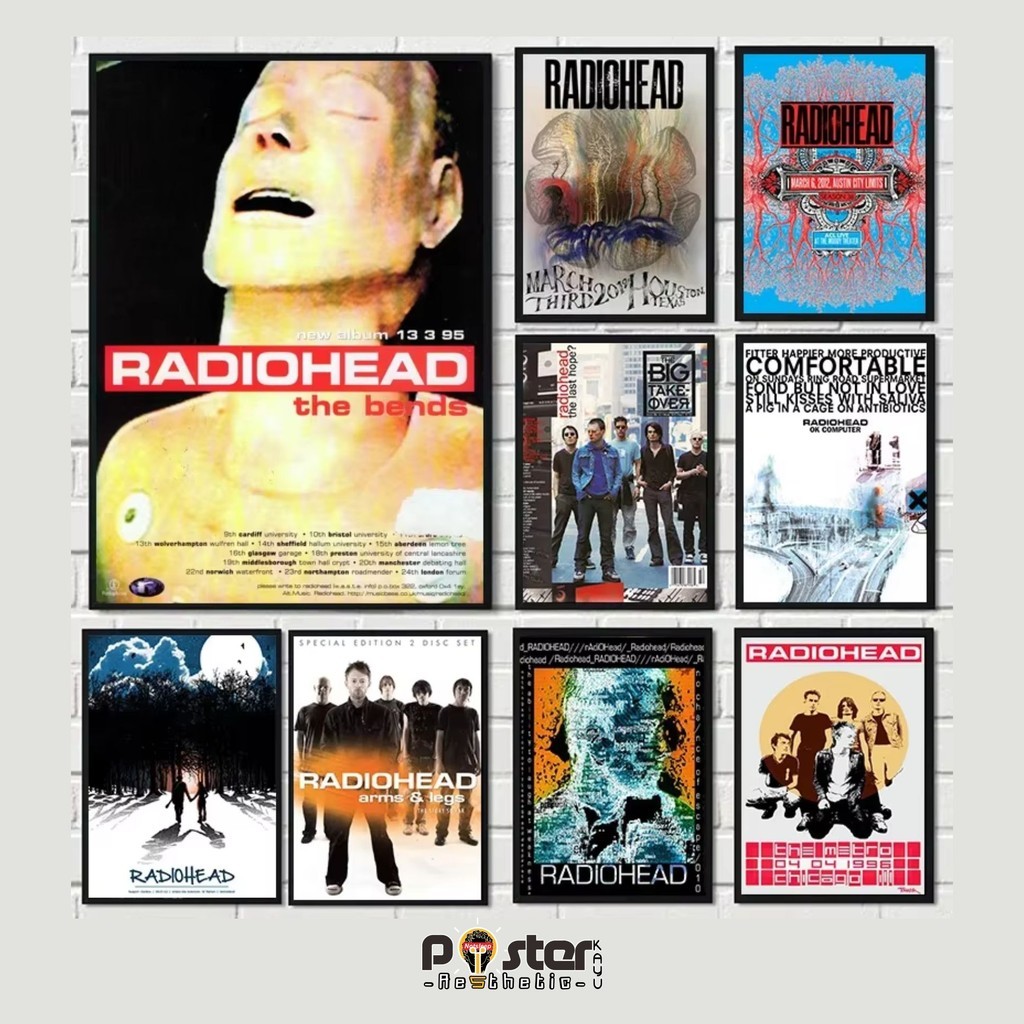 Poster kayu aesthetic vintage band radiohead music R-Radio Head Hiasan Dinding kamar cowok