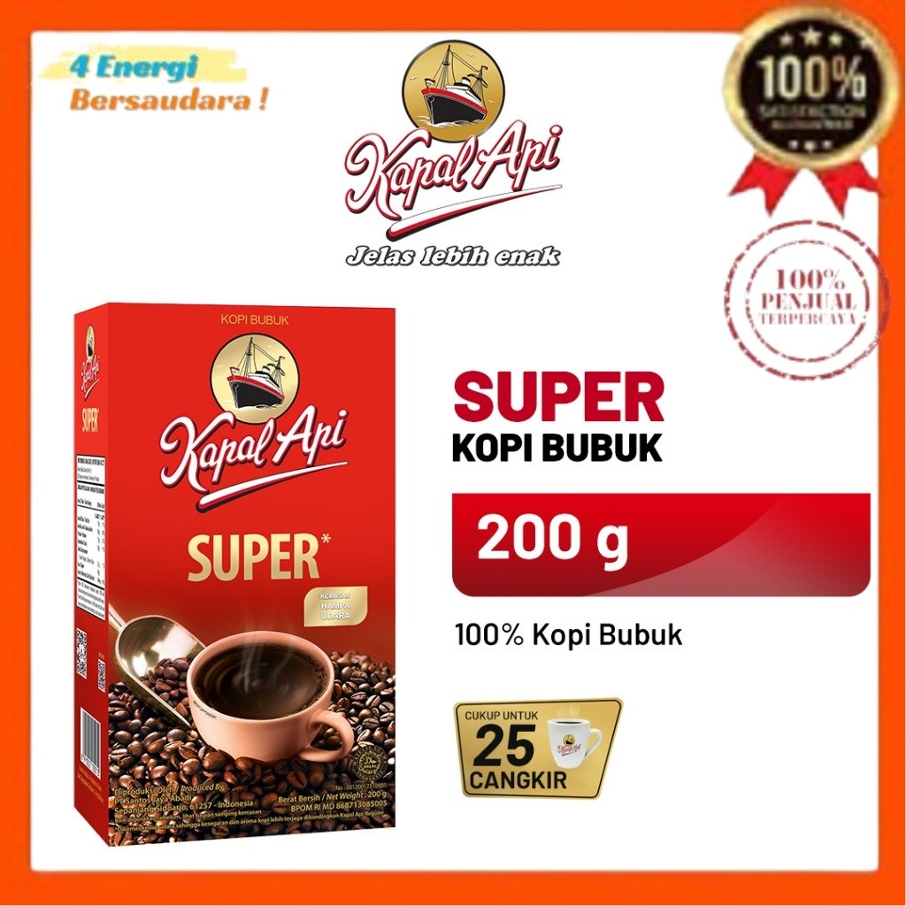 

Kopi KAPAL API Super - Bubuk Kopi 200 gr 4 Energi Bersaudara