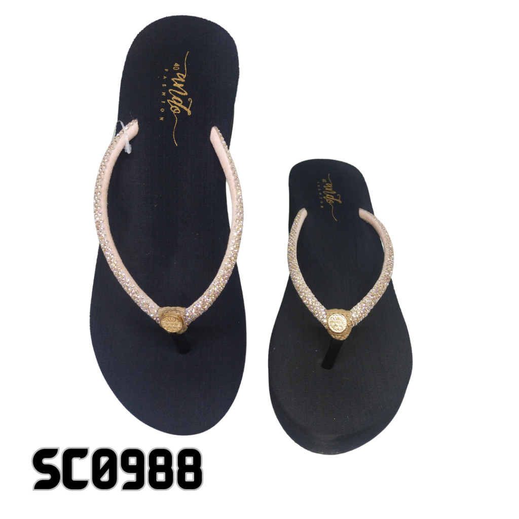 Sandal Wanita Sandal Sendal Cewek Wanita Anak Perempuan Hitam ANDO Wedges Hak Tinggi Jepit Hitam Bli