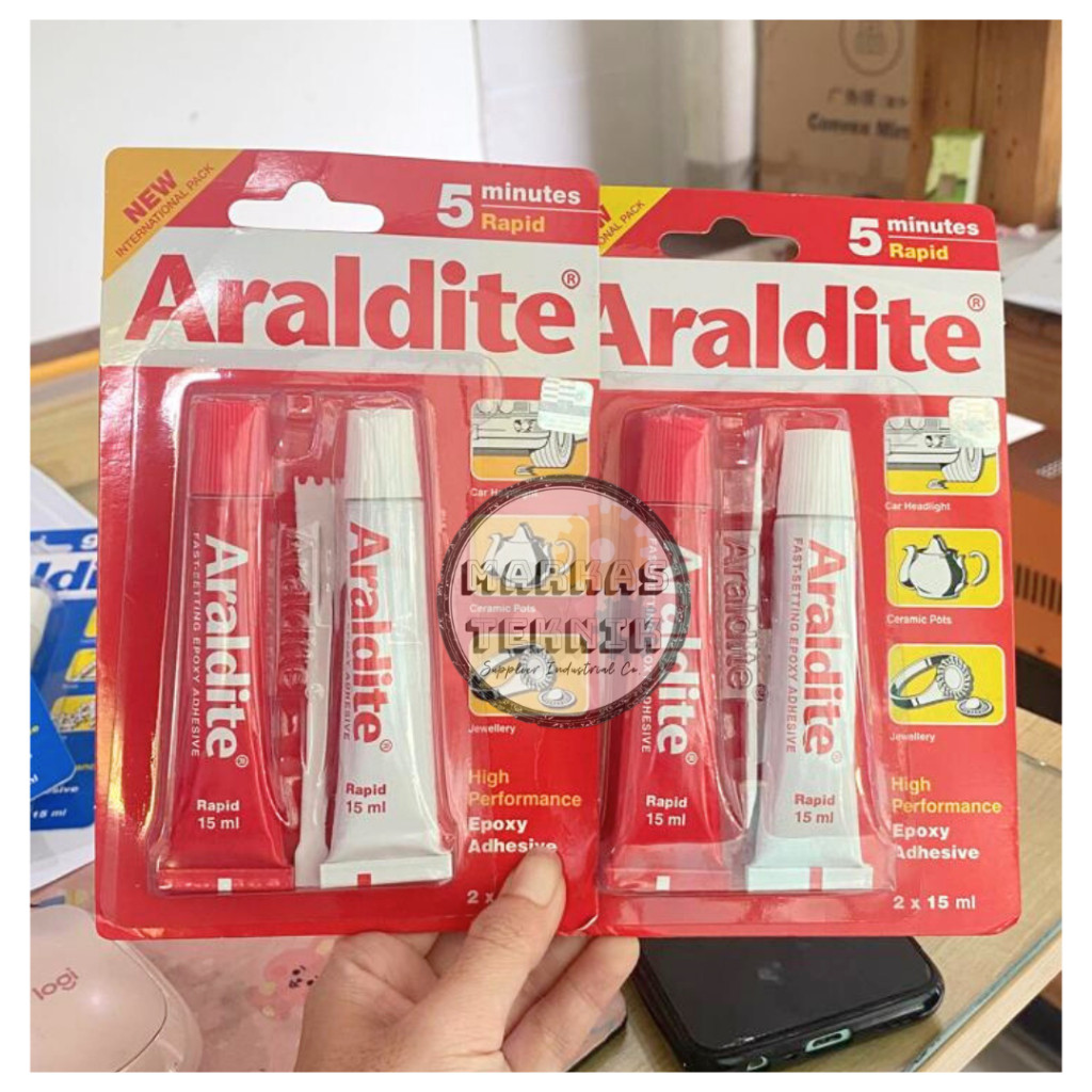 

Lem Epoxy besi Araldite Rapid 5 Menit merah