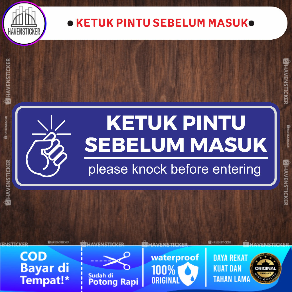 Stiker Ketuk Pintu Sebelum Masuk Laminasi Kilat