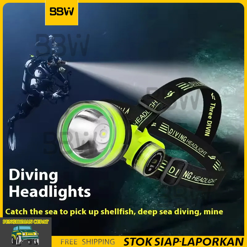Senter selam diving light charging senter selam kepala,senter gengam selam- cahaya terang - jarak ja