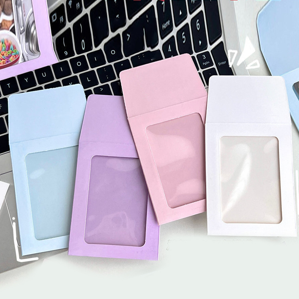 

10Pcs/pack Macaron Color Photocard Holder Idol Transparent Card Packaging Envelope Card Sleeve Protective Bag DIY 85mm*11mm