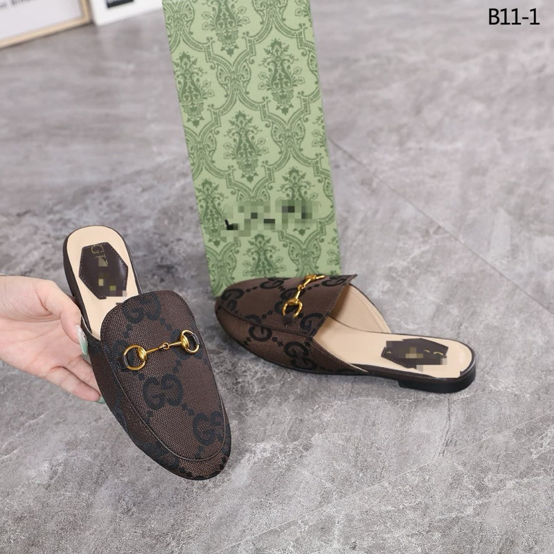 (DEARCOCO) Sepatu Wanita Princetown Mules Slip On Flat Shoes Bahan Kanvas HBB11-1