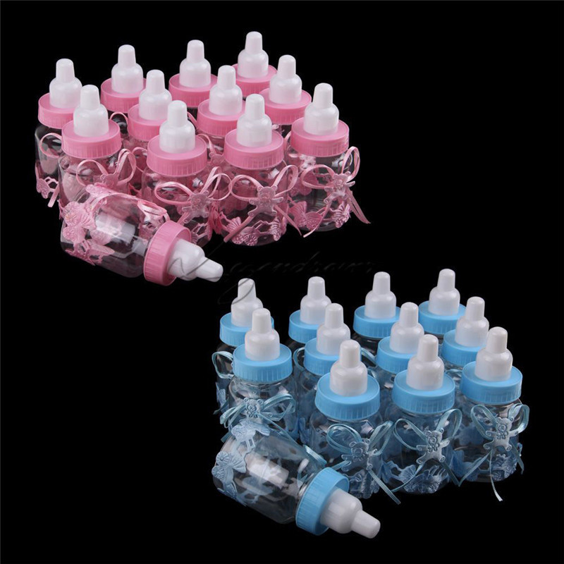

12pcs Fillable Candy Bottle Wedding Candy Storage Bags Baby Bottles Plastic Case Shower Baptism Birthday Party Gift