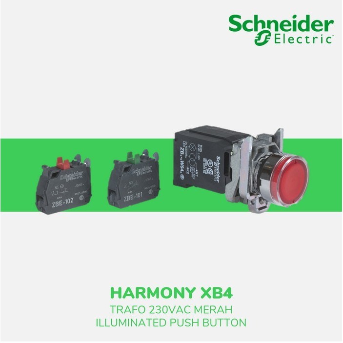 Schneider Electric XB4 illum PushButton Trafo 230VAC Merah XB4BW3445