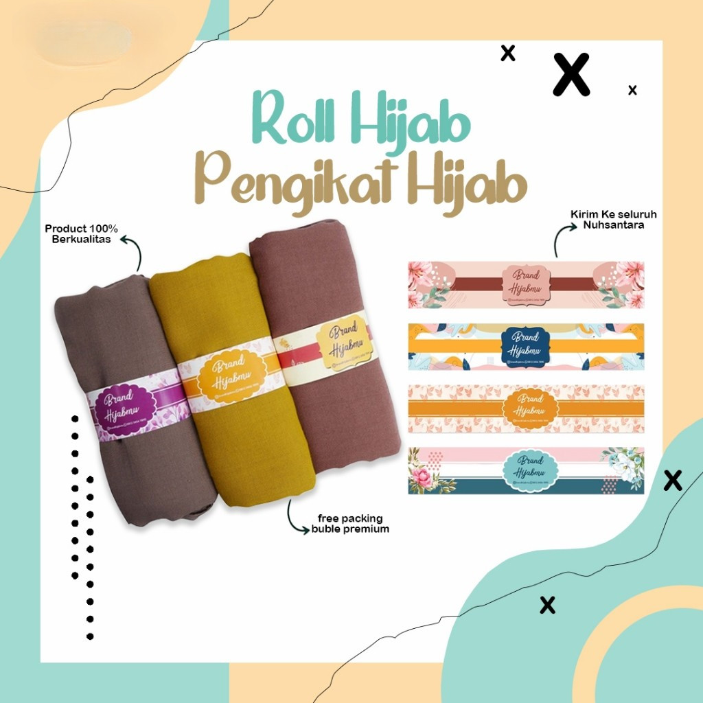

Cetak Roll Hijab *Free Desain* / Cetak Label Pengikat Hijab / Souvenir Roll Label Kerudung