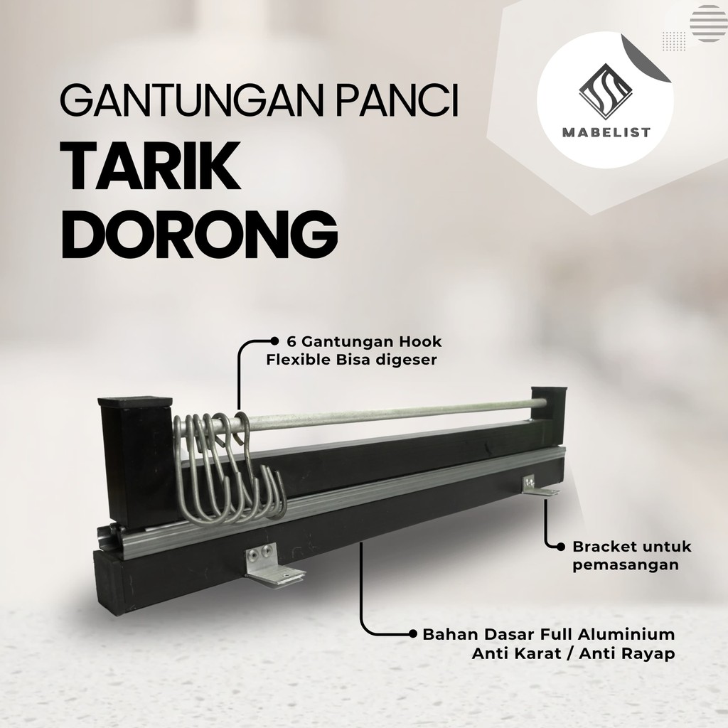 Organizer Rel Laci Dapur Aluminium – Sistem Geser Kabinet Bawah