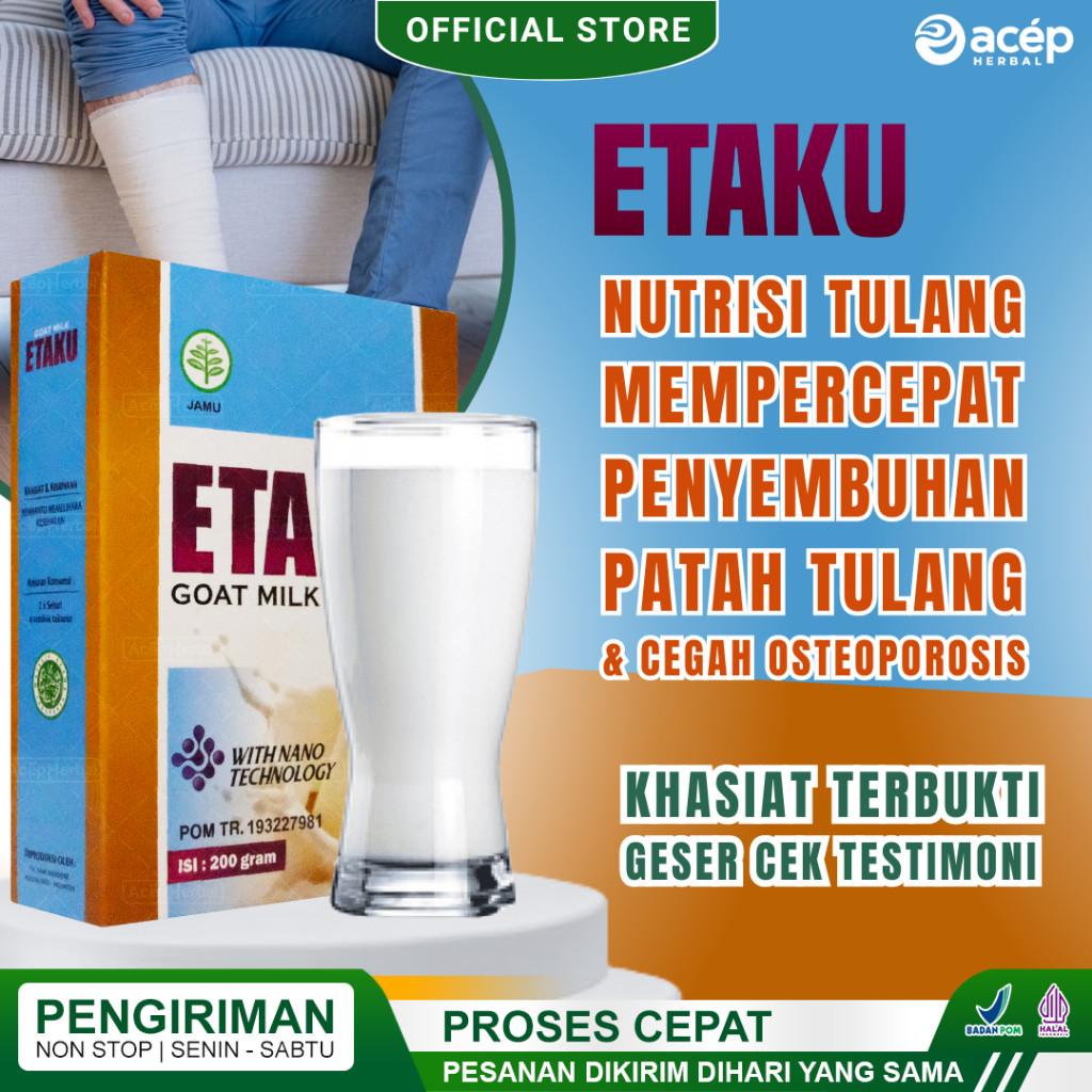 

Susu patah Tulang Etaku Obat Patah Tulang Retak Nutrisi Tulang Cegah Osteoporosis Untuk Anak Remaja Dewasa