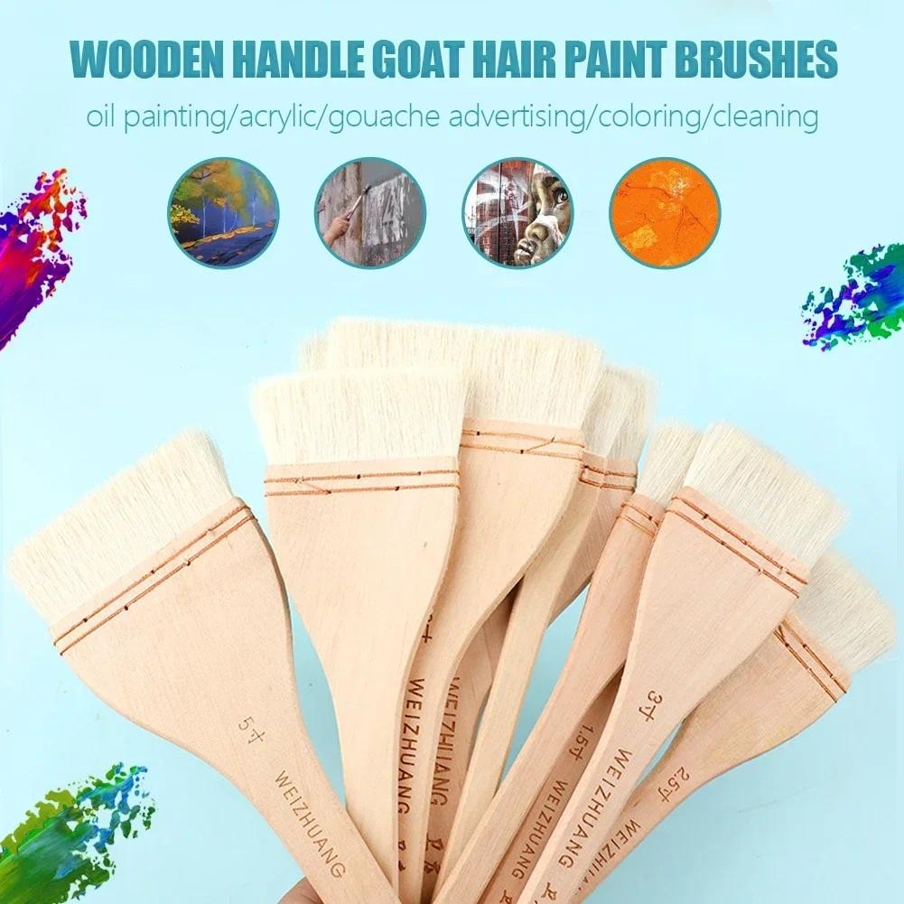 

Wooden Handle Goat Hair Paint Brushes Smooth Sanding for Wall 10 Sizes Watercolor Acrylic Oil Painting Drawing Art Supplies