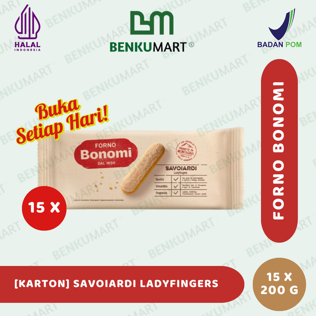 

[KARTON] Forno Bonomi Savoiardi Ladyfingers (15 x 200 gr) | Biskuit Tiramisu
