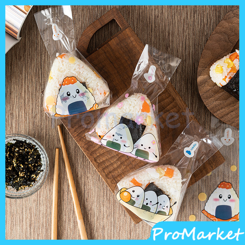 

Isi 50 lembar Plastik Onigiri Segitiga Bungkus Onigiri Sushi Nasi Wrapper Plastik OPP Kimbab Sushi Roti Kue