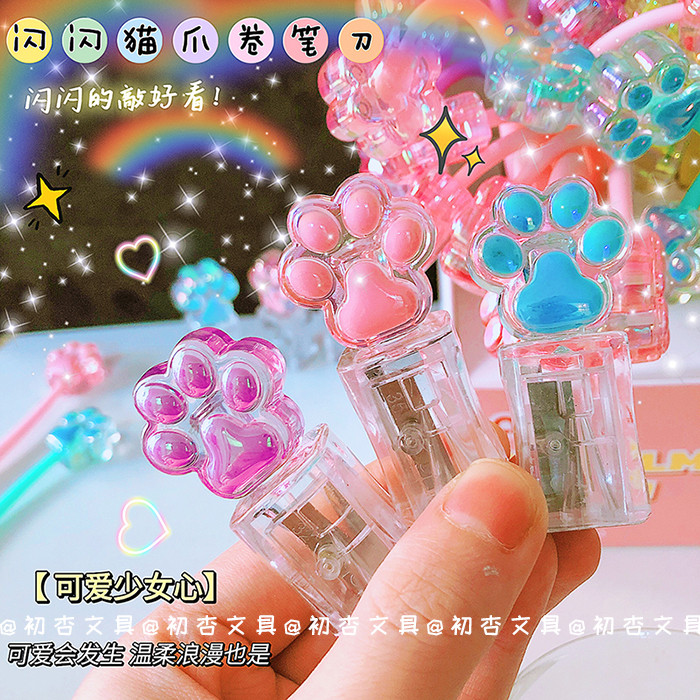 

1 Pcs Pencil Sharpener Random Color Creative Cat Paw Kawaii Stationery School Supplies
