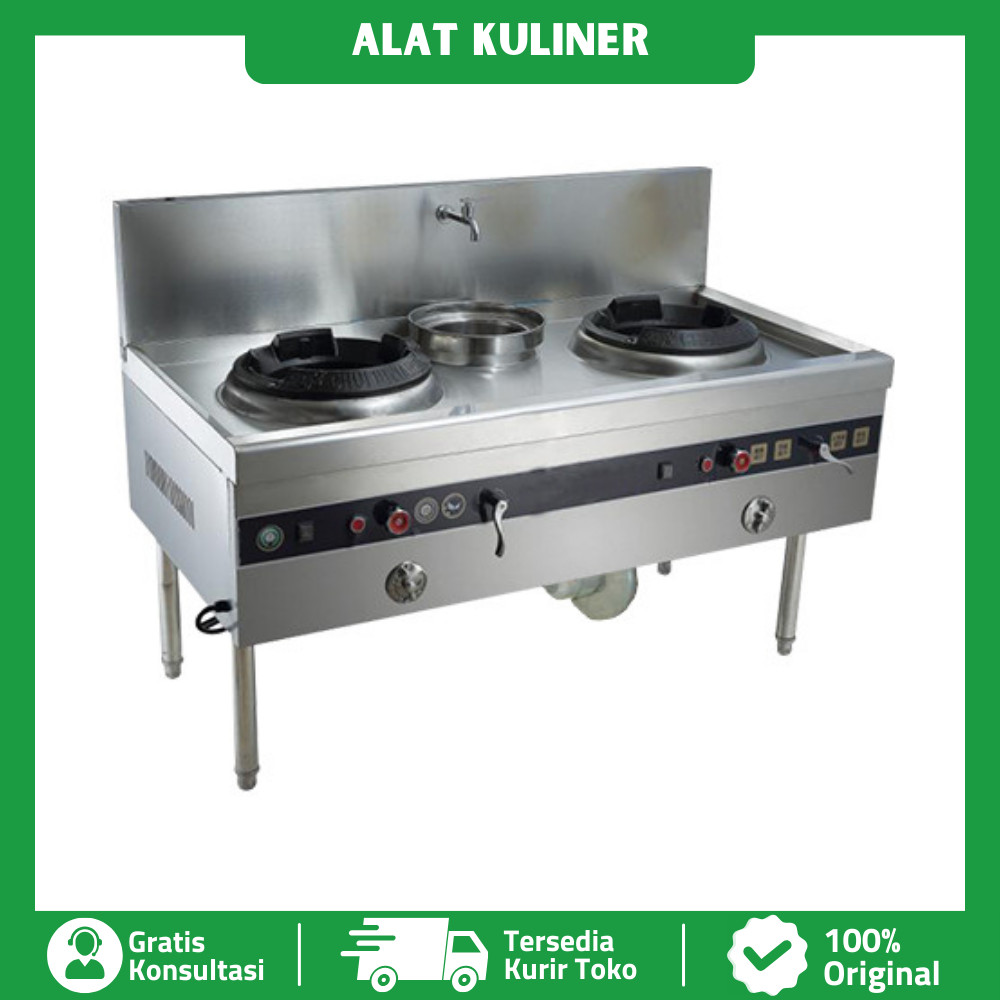 Kwali Range 2 Tungku 1 Soup Kompor 2 Burner 1 Tungku With Blower