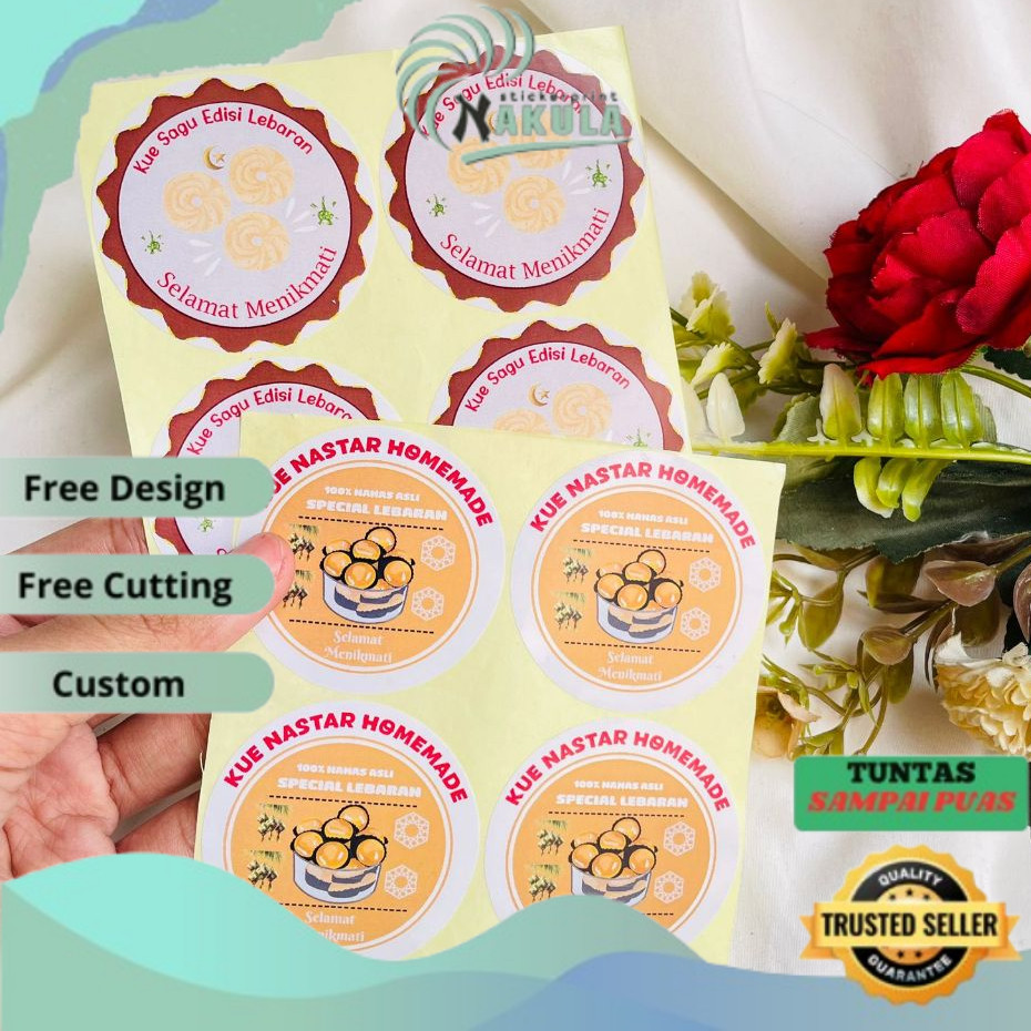 

NKL 9-15 Label Sticker Cookies Lebaran Stiker Toples Kue Kering Idul Fitri Bulat Chromo Murah