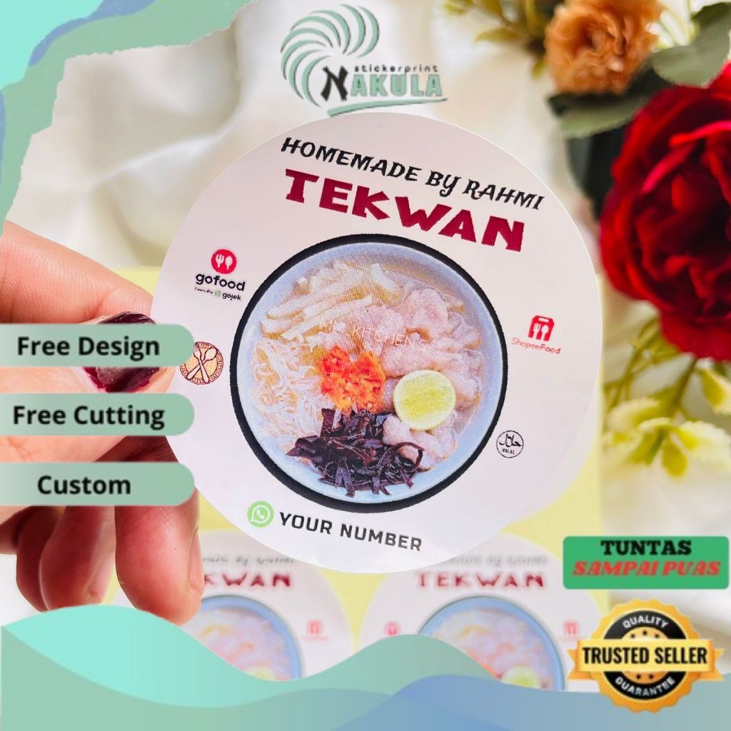 

NKL 2-4 Stiker Murah Print Sticker Label UMKM Kemasan Box Makanan Pempek Tekwan Chromo Bulat