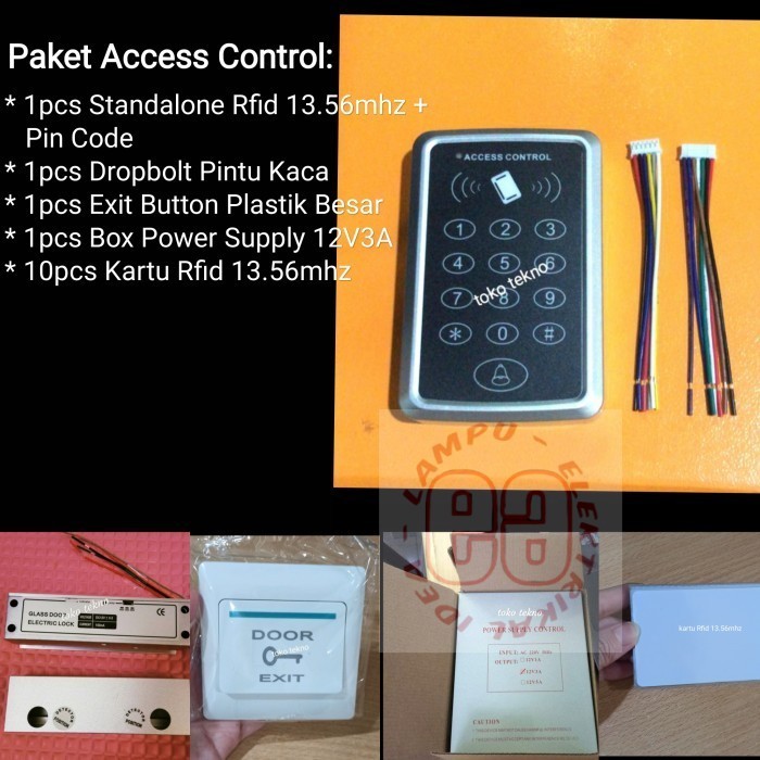 

ACCESS CONTROL PINTU PAKET 10 STANDALONE RFID 13.56 MHZ PINTU KACA SET Murah Berkwalitas