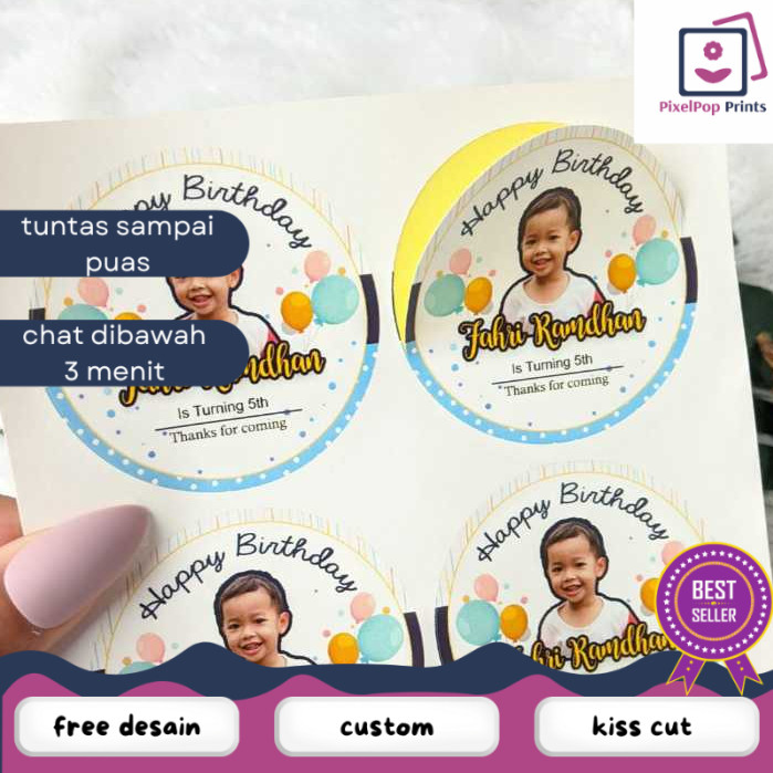 

Opikapip 2-4 Sticker Bulat Ulang Tahun Anak Stiker Ultah Free Design Template Birthday Bahan Chromo