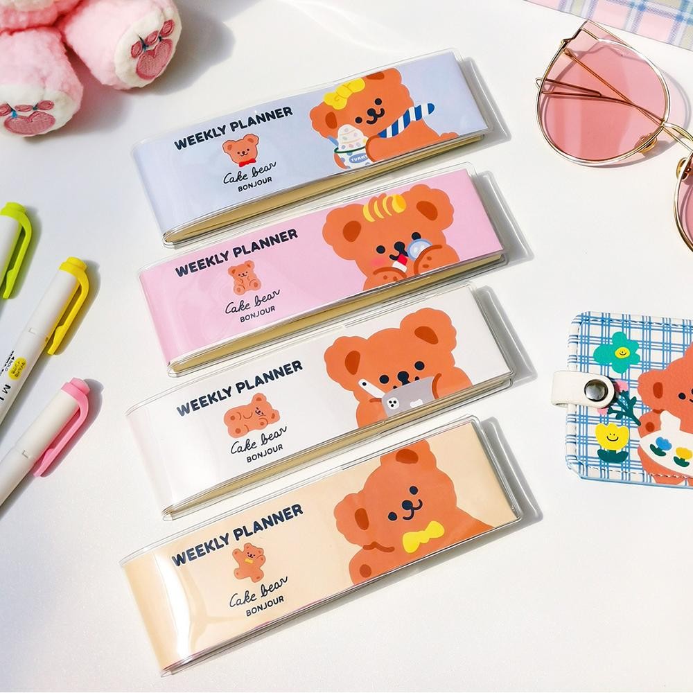 

Sharkbang Kawaii Bear Korean Style Weekly Planner Study Memo Notebook Diary Work Notepad Agenda Vocabulary BookSchool Stationery