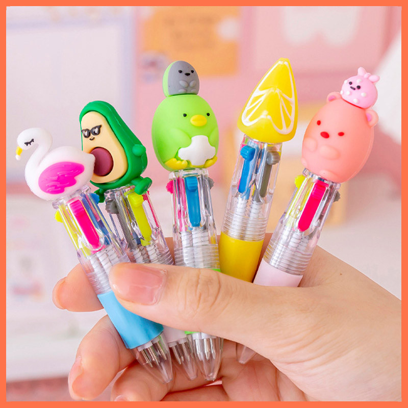 

5Pcs/Lot Kawaii 4 Colors Ballpoint Pen Mini Retractable Multicolor Pen Cute Girls Kids School Stationery Office Supplies Gift