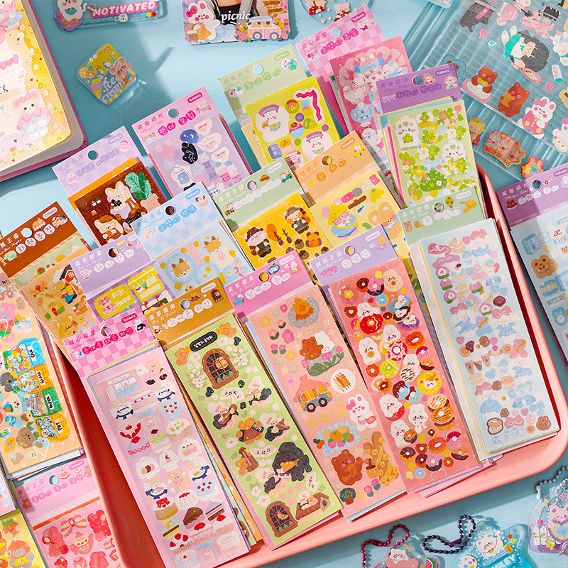 

40 sheets/lot Cuddly Cartoon Animals Laser Stickers Scrapbooking Diy Journal Stationery Sticker Sheet Cute Deco Supplies