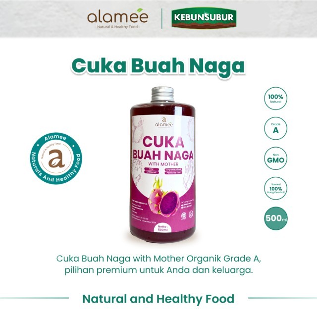 

ALAMEE Cuka Buah Naga Organik Dragon Fruit Cider Vinegar With Mother Fermentasi Probiotik 500ml kebunsubur
