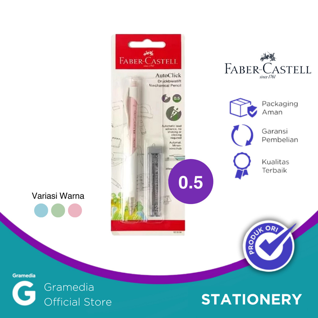 

FABER-CASTELL AUTOCLICK 0.5 MM WHITE BARREL BLISTER 533894