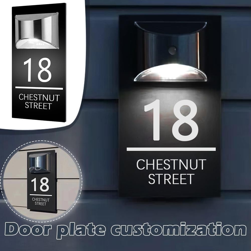 

Personalized Outdoor House Sign Solar LED Light Modern Residential Address Sign Printing Address Plaque Street Name Door Plates