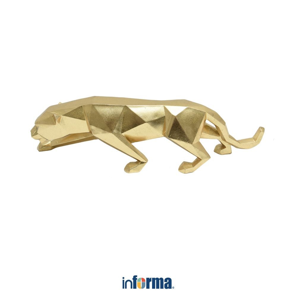 Informa 13 cm Patung Miniatur Macan Tutul Wkm7 - Gold Patung Pajangan Meja Dekorasi Hewan Mini Hiasa