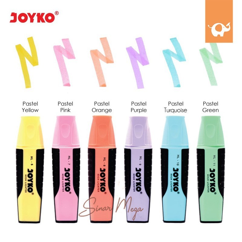 

Joyko Highlighter HL-70 Penanda Berwarna Pastel Color 1 SET Isi 6 Pcs Lucu Unik Murah