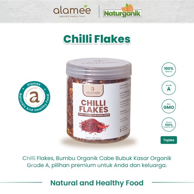 

ALAMEE Chilli Flakes Cabe Bubuk Kasar Cabai Bumbu Dapur Instan Organik Tanpa Campuran 150gr Naturganik