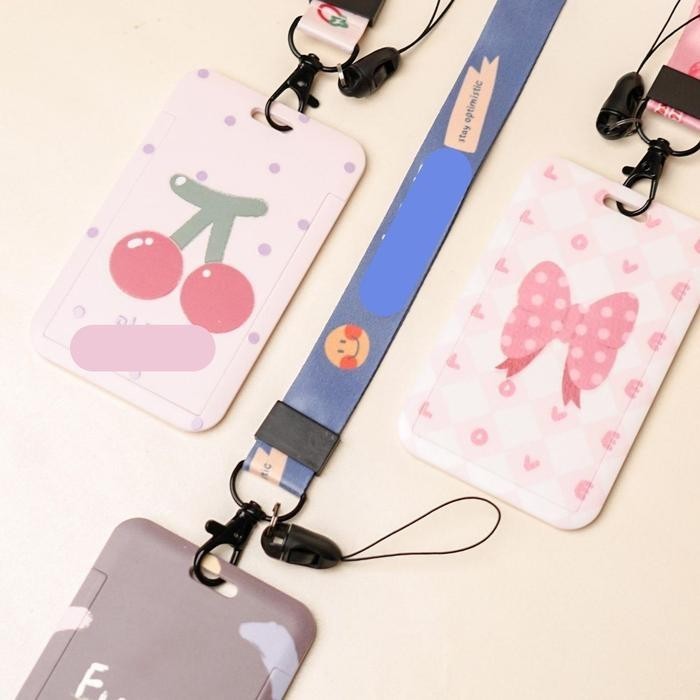 

ID Card Holder Lanyard Gantungan Tempat Kartu Motif Kawaii Akses MRT Busway E-Money ID Card Tempat Kartu Kantor