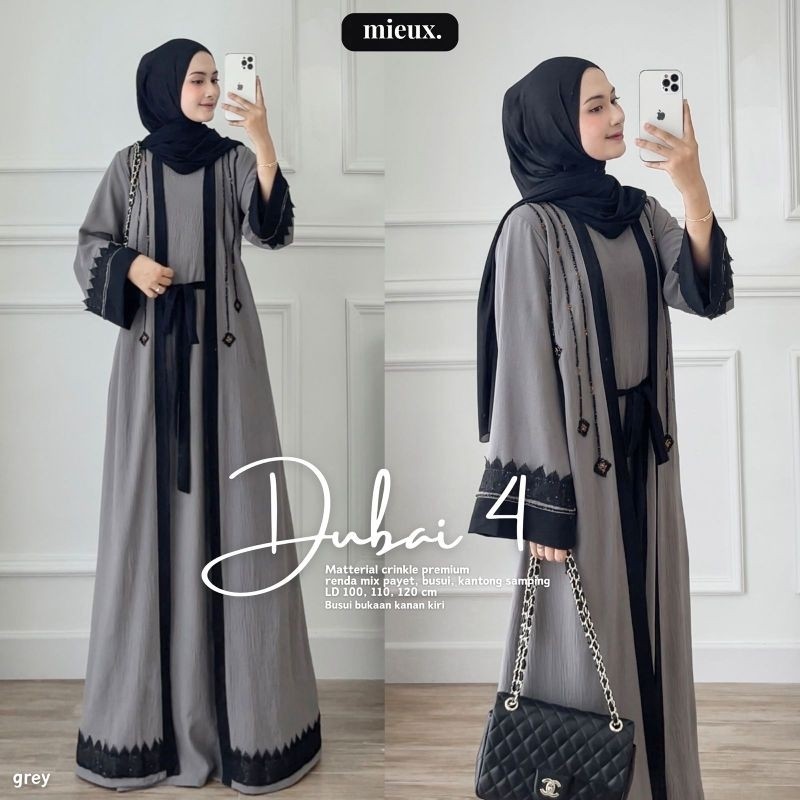 Dubai Abaya 4 Series Airflow Crinkle Premium Import Original Mieux MURAH