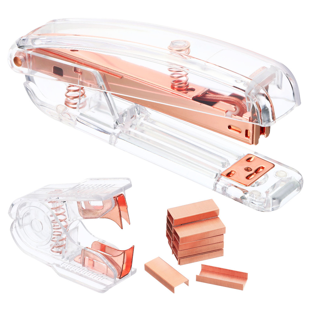 

Acrylic Paper Puncher/Staple Remover with Scissor Set Stapler with Staples Staple Remover Set Stationery Office Binding Tools